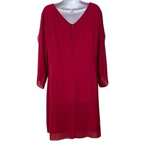 Grace Karin Womens Loose Chiffon Cocktail Evening Dress Size 2XL Red Lined Slit